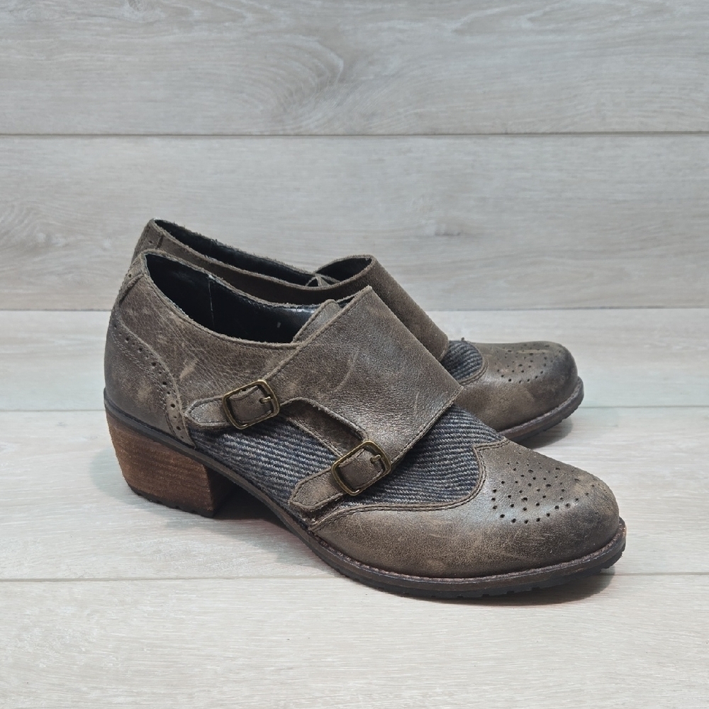 Aetrex Women's Ankle Leather Buckle Heels Shoes Boots Sz 40/9-9.5
